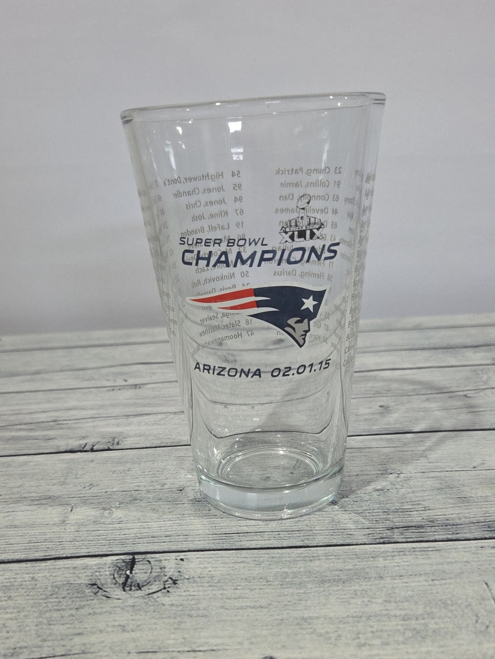 New England Patriots Super Bowl XLIX Champions Pint Glass